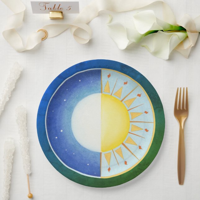 Equinox Sun and Moon Paper Plates (Wedding)