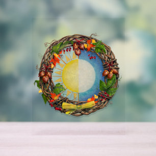 Equinox Sun and Moon Wreath Acrylic Sign