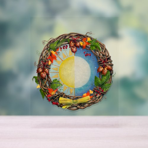 Equinox Sun and Moon Wreath Acrylic Sign