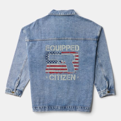 Equipped Citizen _ USA Pistol Flag 2nd Amendment P Denim Jacket