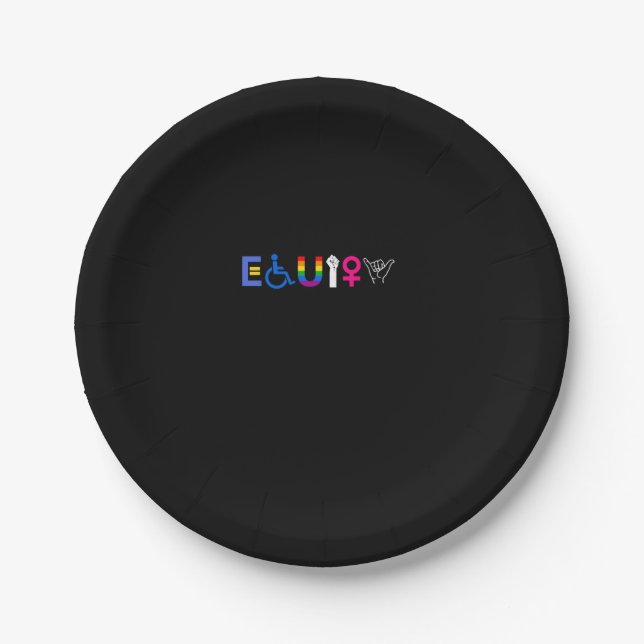 _EQUITY_ Equal Rights LGBTQ Ally Unity Pride Femin Paper Plates (Front)