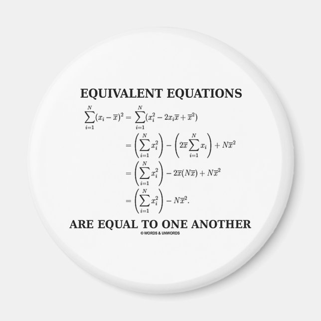 Equivalent Equations Are Equal To One Another Magnet (Front)