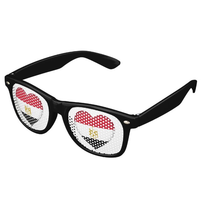 Eqypt Eqyptian Flag Heart Shape Retro Sunglasses (Angled)