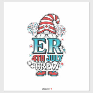 ER 4th July Crew Patriotic Gnome Shirt Design_1 Sticker