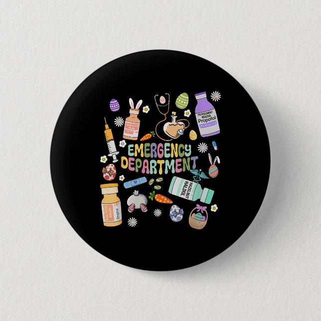 Er Easter Nurse Crew Easter Day Emergency Room Nur Button (Front)