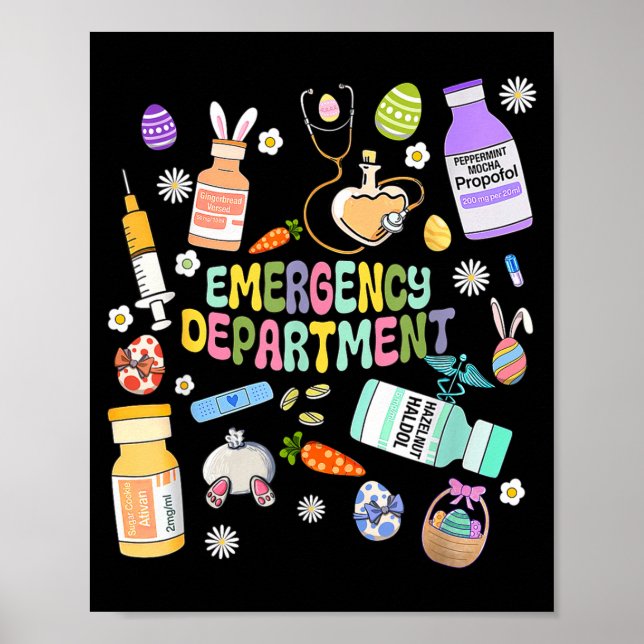 Er Easter Nurse Crew Easter Day Emergency Room Nur Poster (Front)
