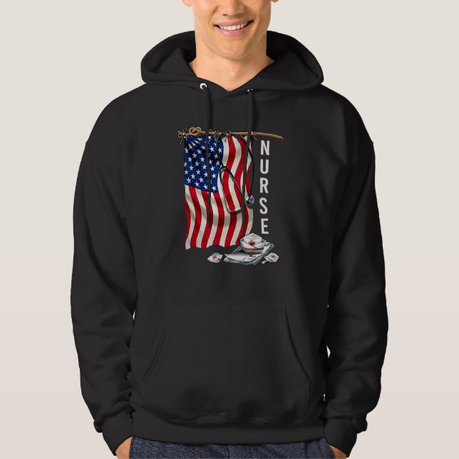 ER Nurse 4th of July American Flag Patriotic USA S Hoodie (Front)
