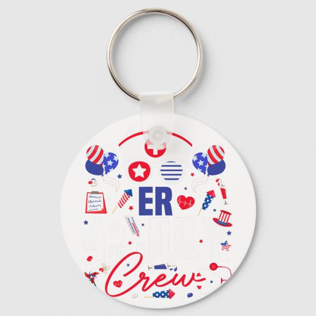 Er Nurse 4th Of July Crew Independence Day Patriot Keychain (Front)