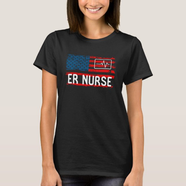 ER Nurse American Flag Hospital RN Staff Appreciat T-Shirt (Front)