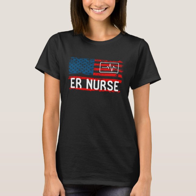 ER Nurse American Flag Hospital RN Staff Appreciat T-Shirt (Front)