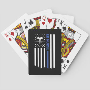 ER Nurse American Flag Nursing ER EMT Nurse Poker Cards