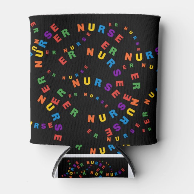 ER Nurse Black Can Cooler (Front)