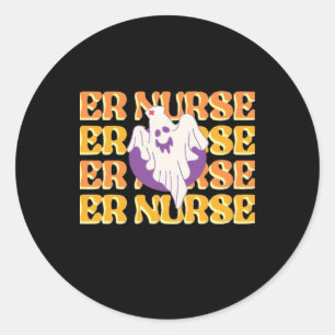 ER Nurse Boo Crew Emergency Room Nurse Halloween C Classic Round Sticker
