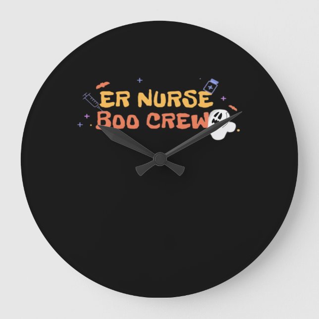ER Nurse Boo Crew Emergency Room Nurse Halloween C Large Clock (Front)