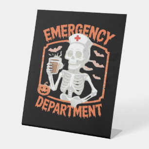 ER Nurse Boo Crew Emergency Room Nurse Halloween C Pedestal Sign