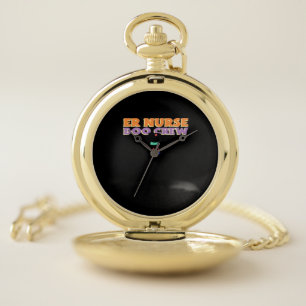 ER Nurse Boo Crew Emergency Room Nurse Halloween C Pocket Watch