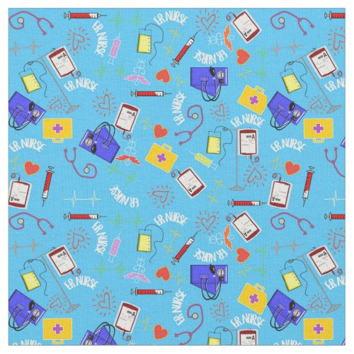 ER Nurse Bright Blue Fabric