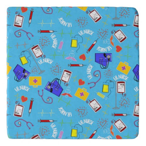 ER Nurse Bright Blue Trivet