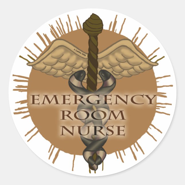  ER Nurse Caduceus Classic Round Sticker (Front)