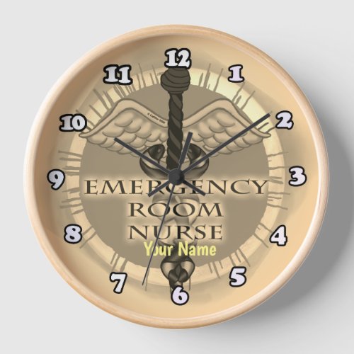 ER Nurse Caduceus custom name Clock