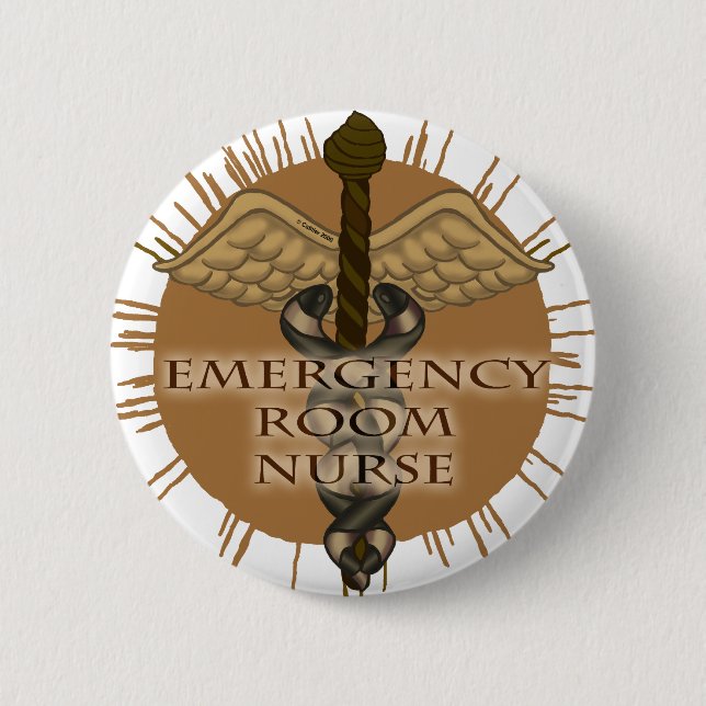  ER Nurse Caduceus Pinback Button (Front)