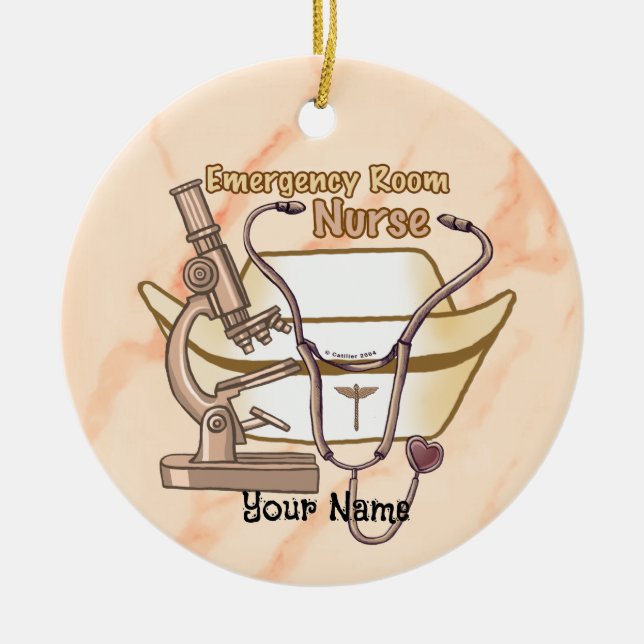 ER Nurse Ceramic Ornament (Front)