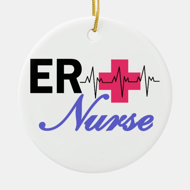 ER Nurse Ceramic Ornament (Front)