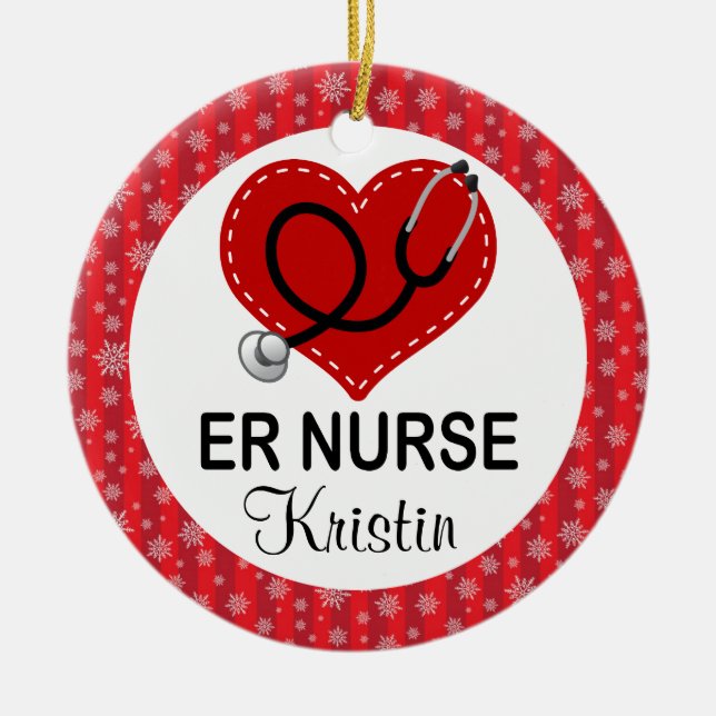 ER Nurse Christmas Personalized Ornament (Front)