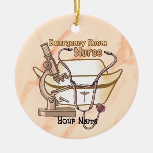 ER Nurse custom name Ceramic Ornament