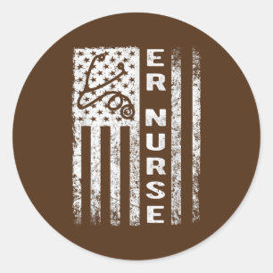 Er Nurse Flag Emergency Room Nurse Classic Round Sticker