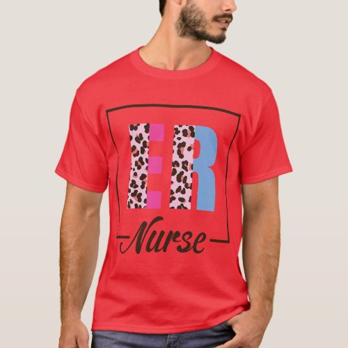 ER Nurse Leopard Periodic Table Medical Emergency  T_Shirt