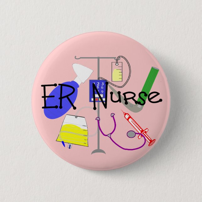 ER Nurse Medical Equipment Design Pinback Button (Front)