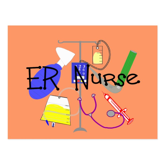 ER Nurse Medical Equipment Design Postcards