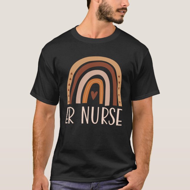 ER Nurse Nursing School Trendy Bohemian Rainbow Bo T-Shirt (Front)