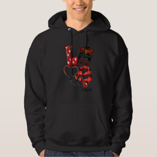 Er Nurse Plaid Leopard Love Heart Messy Bun Rn Nur Hoodie
