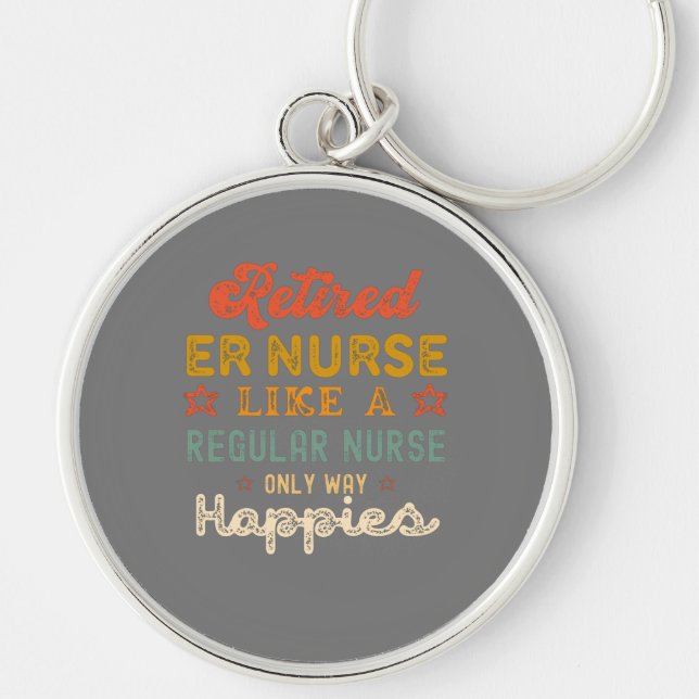 ER nurse retirement funny retired women vintage Keychain (Front)
