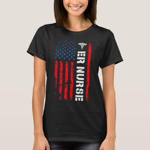 Er Nurse Shirt Retro American Flag 4th Of July Rn 