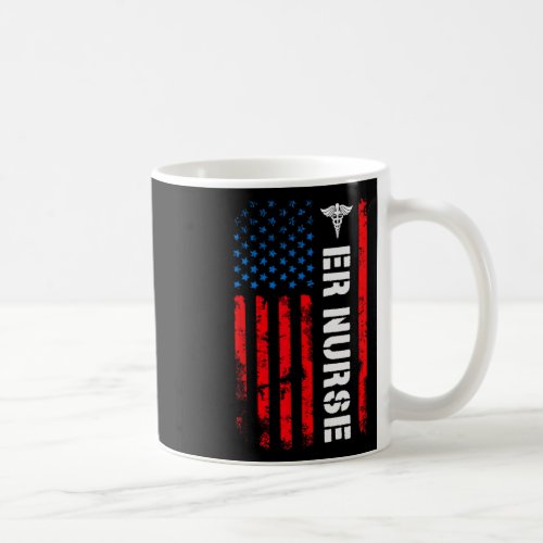 Er Nurse Shirt Retro American Flag 4th Of July Rn  Coffee Mug