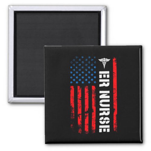 Er Nurse Shirt Retro American Flag 4th Of July Rn  Magnet