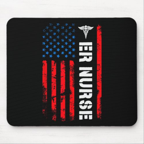 Er Nurse Shirt Retro American Flag 4th Of July Rn  Mouse Pad