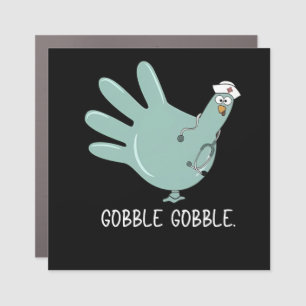 ER Nurse Turkey Gobble Squad ER Nurse Thanksgiving Car Magnet