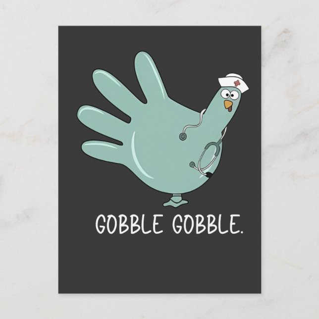 ER Nurse Turkey Gobble Squad ER Nurse Thanksgiving Invitation Postcard (Front)