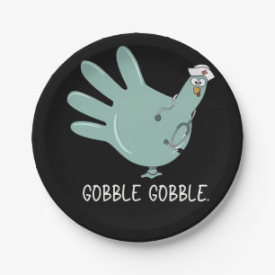 ER Nurse Turkey Gobble Squad ER Nurse Thanksgiving Paper Plates