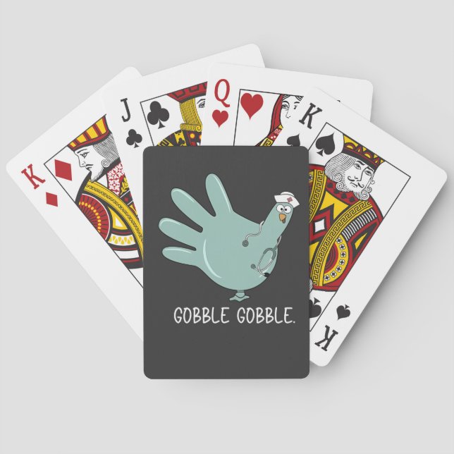 ER Nurse Turkey Gobble Squad ER Nurse Thanksgiving Poker Cards (Back)