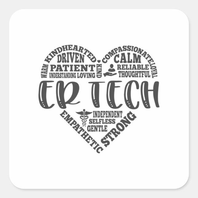 ER Tech, emergency room tech or dept Square Sticker (Front)