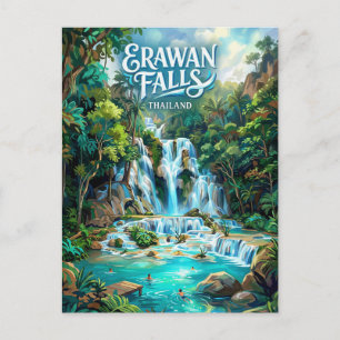 Erawan Falls Thailand Postcard