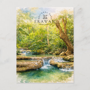 Erawan National Park Thailand   Waterfall Holiday Postcard