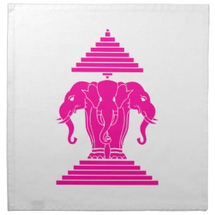 Erawan Pink Three Headed Elephant Lao / Laos Flag Cloth Napkin