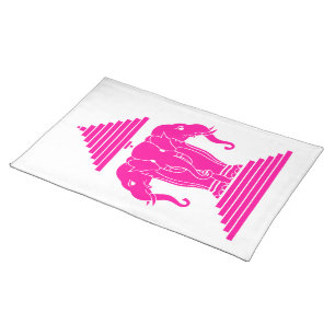 Erawan Pink Three Headed Elephant Lao / Laos Flag Cloth Placemat