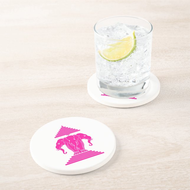 Erawan Pink Three Headed Elephant Lao / Laos Flag Coaster (Side)